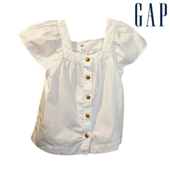 Gap's Women's Square Neck‎ Button-Front Top in Cotton Poplin - Picture 2 of 4
